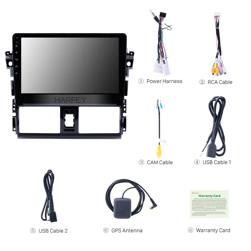 Мультимедийный плеер Harfey с сенсорным экраном 10 1 дюйма GPS FM-радио Android 9 0 Bluetooth Wi-Fi