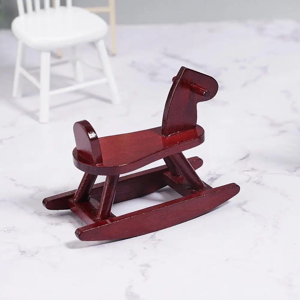 

1:12 Wooden Rocking Horse Chair Nursery Room Toys For Children Miniature House Furniture Doll Dollhouse Accessories W5J1