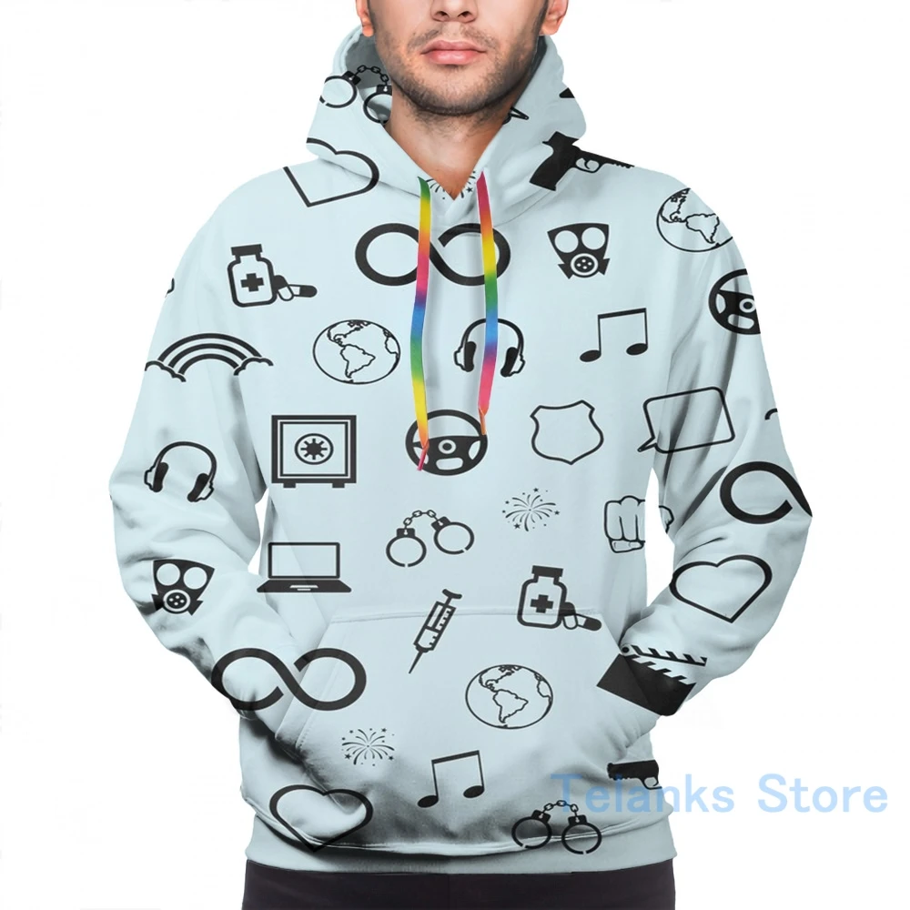 Женская повседневная черная толстовка с капюшоном и принтом | Мужская одежда