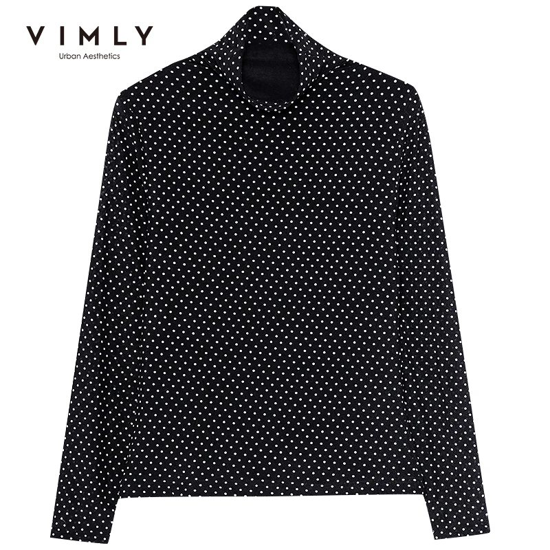 Женская водолазка в горошек Vimly элегантная офисная рубашка с длинным рукавом