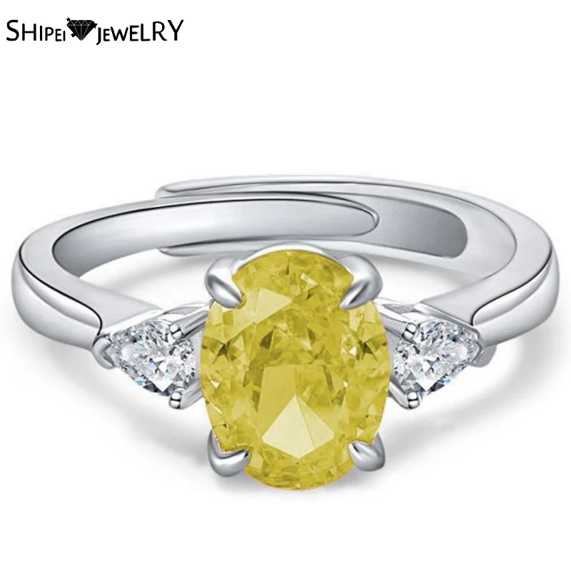 

Кольцо Shipei с натуральным желтым драгоценным камнем, реальное искусственное серебряное кольцо с изображением бриллианта, обручальное кольц...