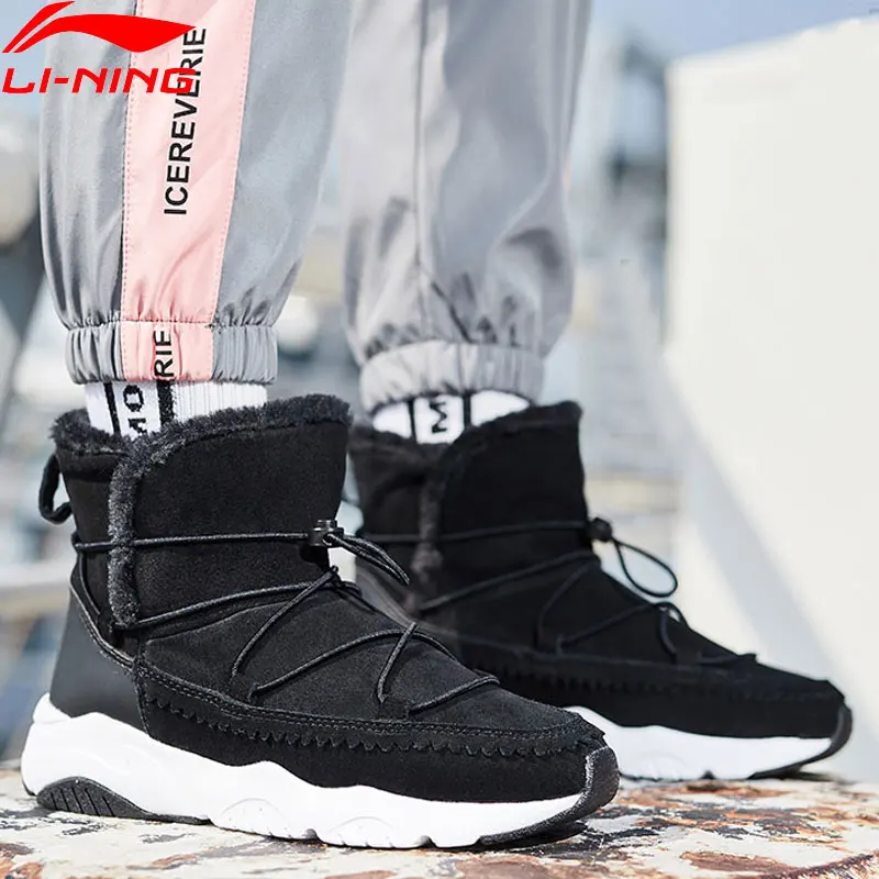 Li-Ning/женские зимние ботинки; теплые флисовые кроссовки; классическая спортивная обувь для отдыха с высоким вырезом; зимняя обувь для прогулок; AGCN372 SOND18