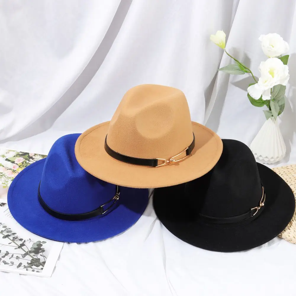 Новая фетровая шляпа-трилби для женщин шляпа от солнца с широкими полями |