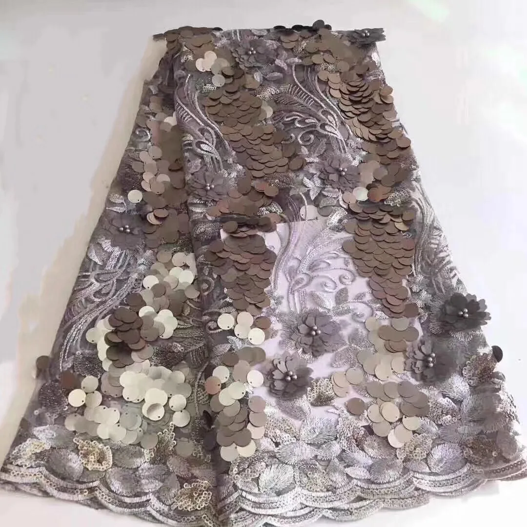 2021 французский вышивка сетчатая Тюлевая кружевная ткань 3D цветок с бисером в