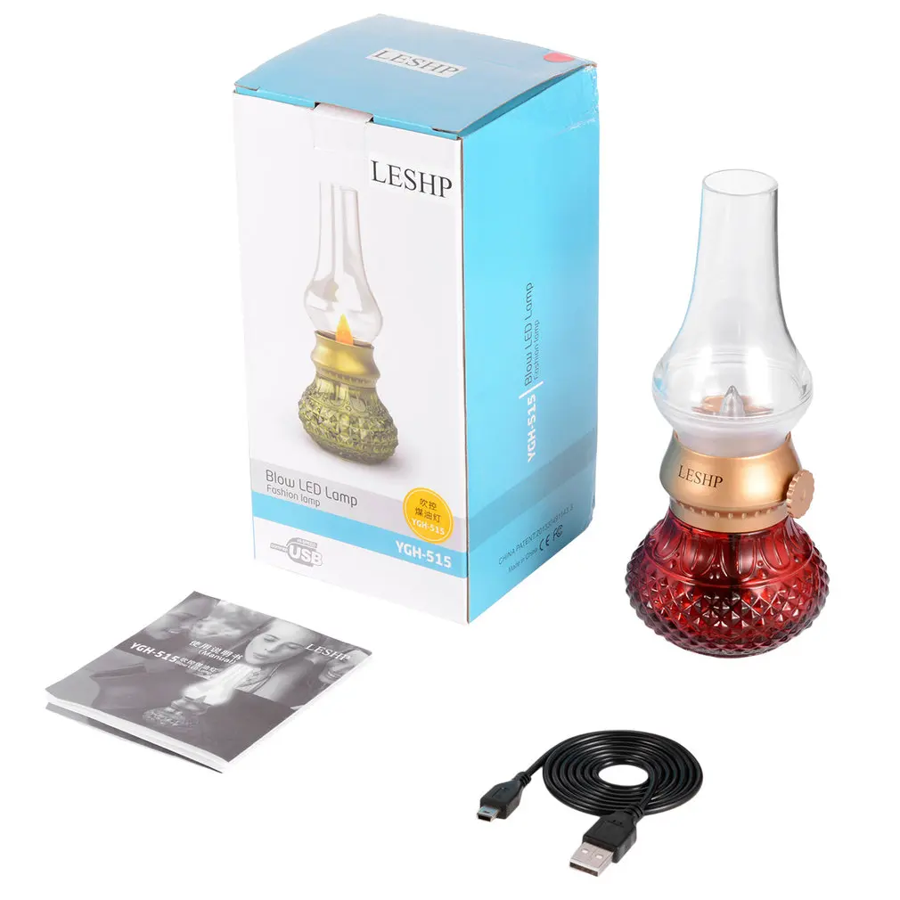 Ретро Blow USB Перезаряжаемый регулятор выдува Регулируемый Яркость светодиодный