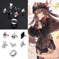 genshin impact hu tao cosplay game rings set for women unisex props stage property ring set jewelry characters props ring gift