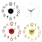 Бескаркасные настенные часы сделай сам, современные зеркальные настенные часы 3D, часы с римскими цифрами, настенные часы с наклейкой