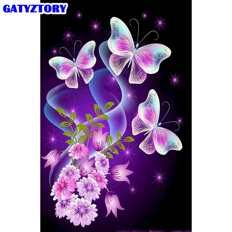 

Gatyztory Diamond Painting Animal Diamond Mosaic Butterfly Series Cross Stitch Scenrey Rhinestones Art Kit Home Decor