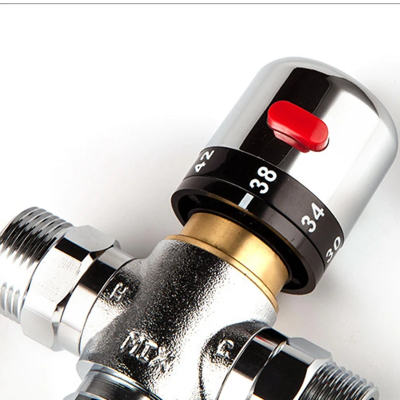 

Solid Copper 3-Way Thermostatic Mixing Valve 3/4 Inch Solar Water Heater Valve Regulating Temperature Control Valve