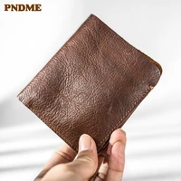 genuine leather mens wallet casual simple high quality soft cowhide vintage womens small id business card holder card purse