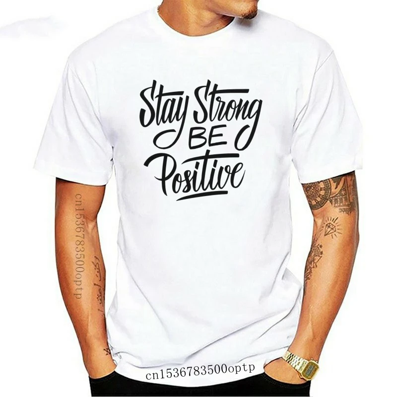 

Новая мужская белая футболка с надписью «STAY STRONG BE позитивная мотивация INSPIRE FIGHT»