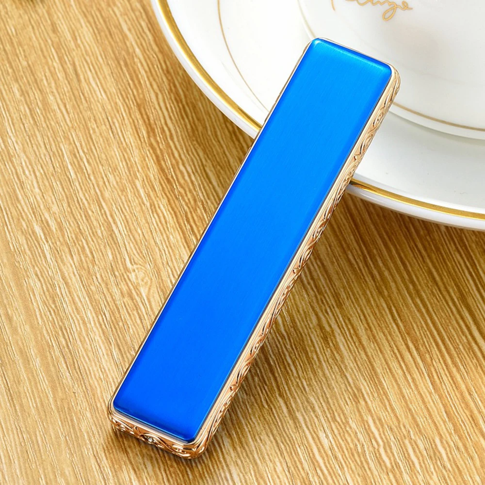 НОВАЯ тонкая Usb зарядка металлическая зажигалка электронные зажигалки маленькая перезаряжаемая электрическая зажигалка ветрозащитный подарок для мужчин