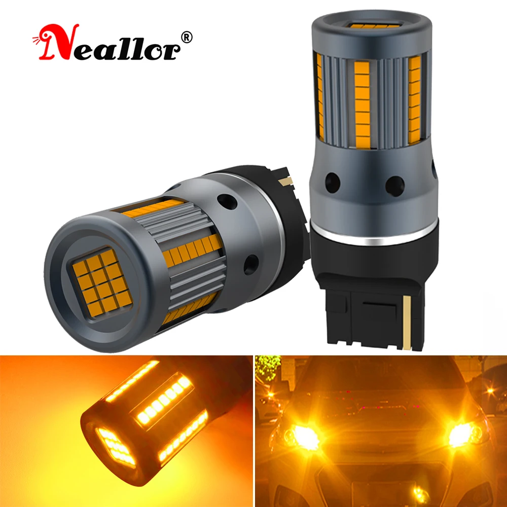 

2pcs T20 W21W WY21W 7440 7440NA LED Turn Signal Light Bulbs Canbus Error Free No Hyper Flash Amber Yellow P21W ba15s 1156 Py21w