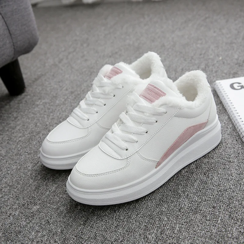 Fujin 2020 зимняя плюшевая бархатная белая обувь на толстой подошве Повседневные