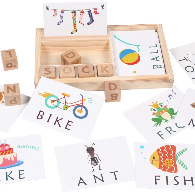 

Baby Wooden Spelling Words Game Toy Kids Early Educational Toys for Children Learning Wood Blocks Toys Montessori Education Box