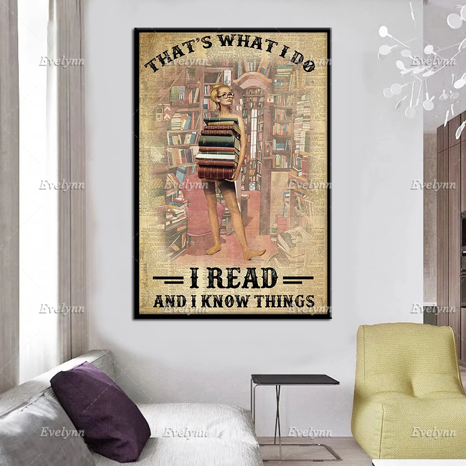 Ретро-постер с изображением девушки любви что я читаю и знаю вещи настенные