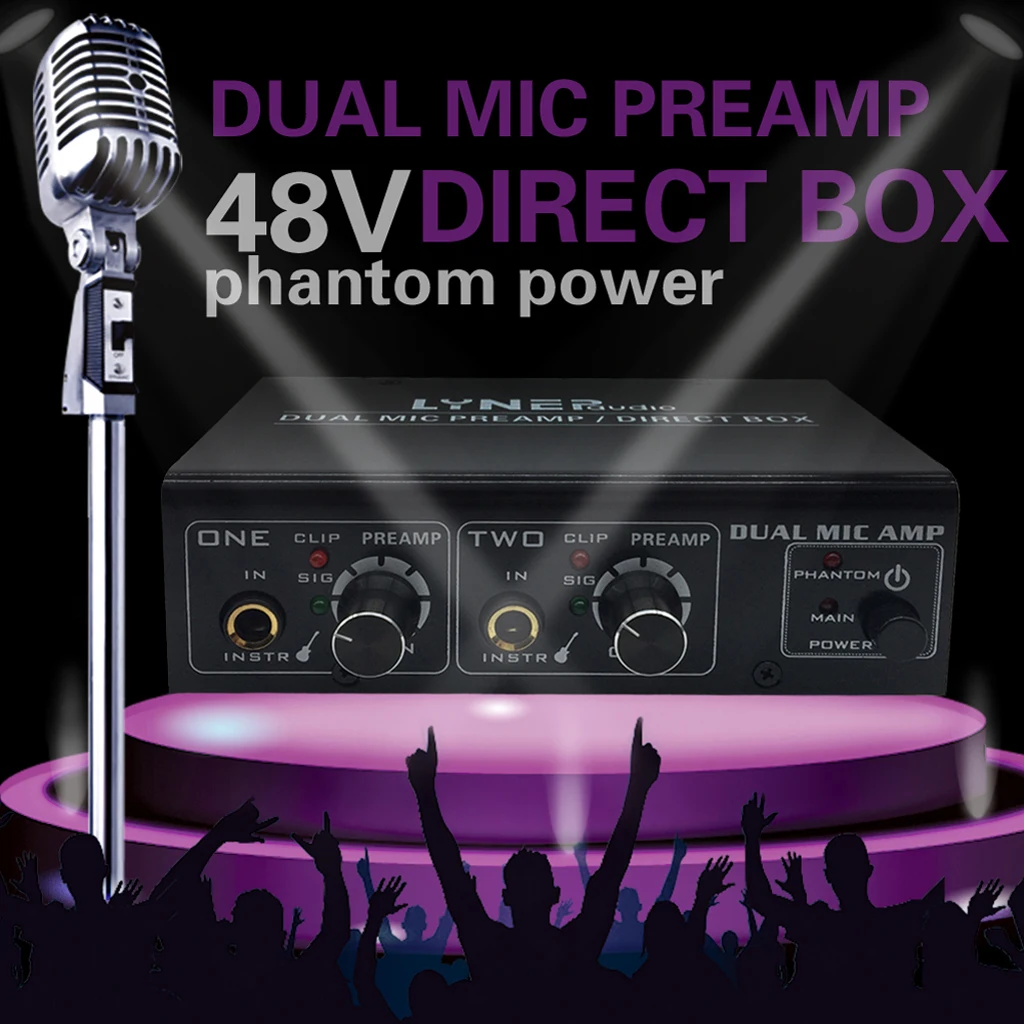 

A961 Durable Microphone Amplifiers 2 Channels Bass Guitar Audio Amps