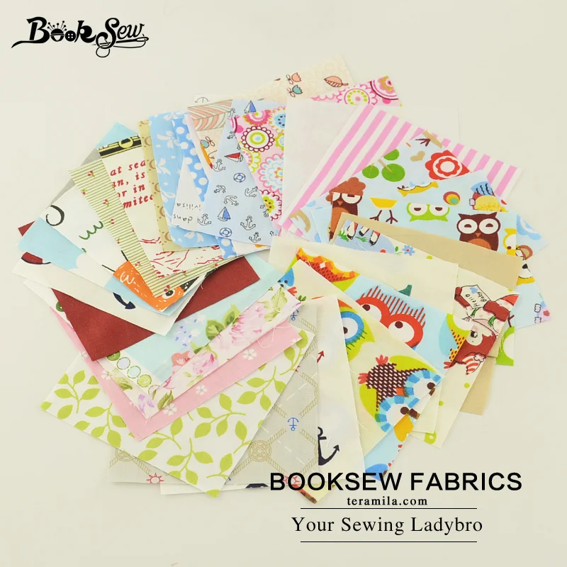 Booksew, новинка, 30 штук, 10 см x 10 см, хлопок, саржевая ткань, очаровательные пакеты, Лоскутные ткани, стеганая ткань, без повторения, дизайнерская салфетка, ткань