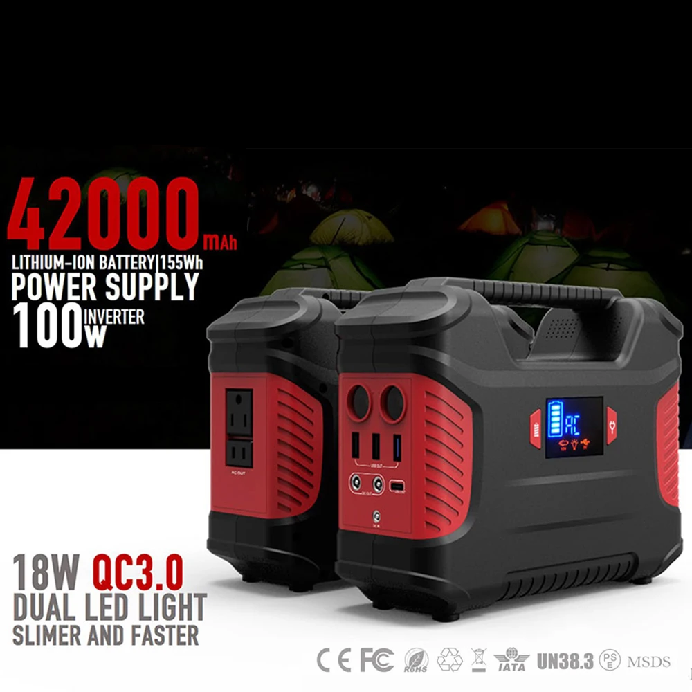 

High Quality Lithium Ion Solar Generator Battery Charger 110V 220V 100W 42000mah 155wh Portable Power Station