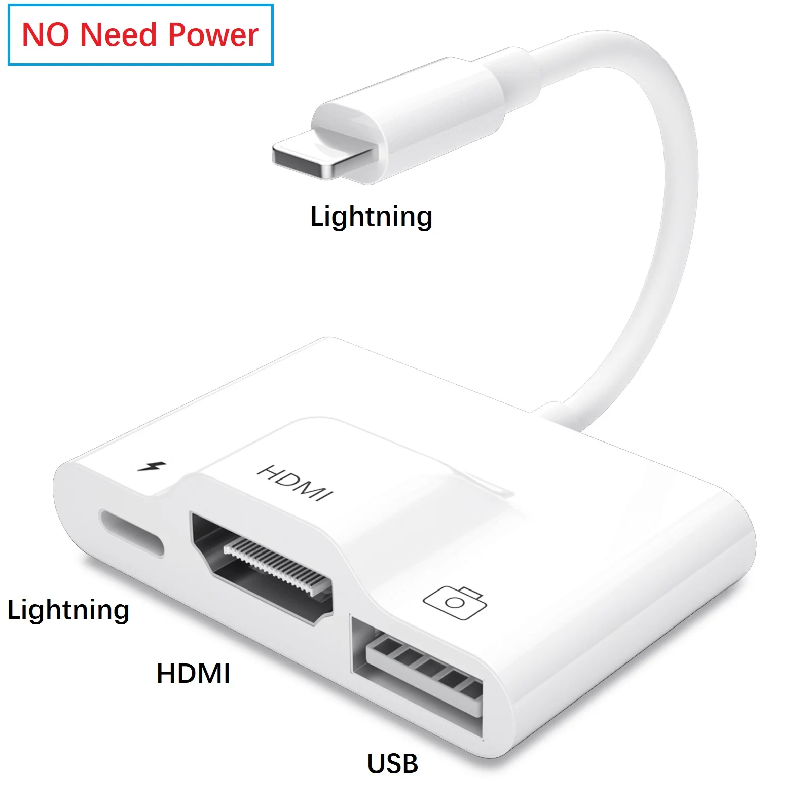 

Адаптер Lightning/HDMI цифровой AV, не требует питания, конвертер 1080P с USB и зарядным портом для iPhone 12 Pro Max, iPad, iOS 14
