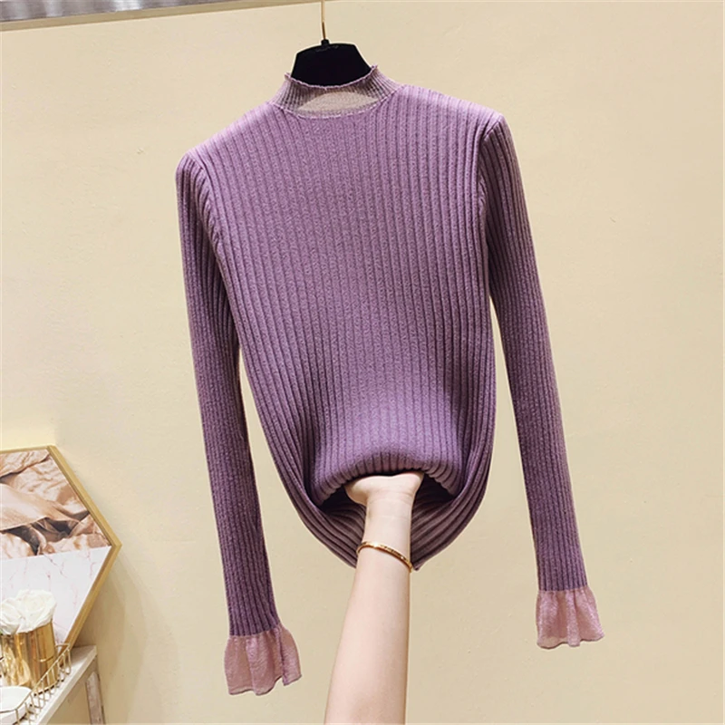 Women Casual Knit Sweater O-Neck Long Sleeve Tops Ladies Slim Solid Inside 2020 Autumn Winter New Clothes | Женская одежда