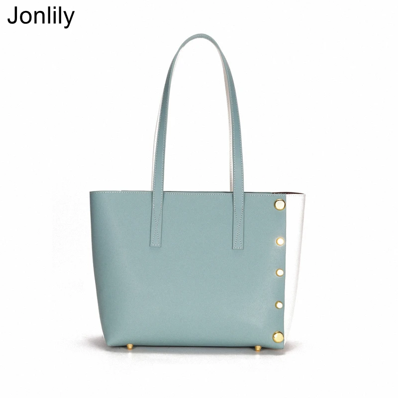 

Jonlily Women Genuine Leather Shoulder Bag Female Fashion Handbags Totes High Capacity Commuter Bag Teens Daybag Purse -KG599