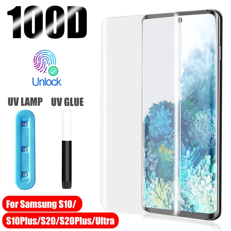 Ультрафиолетовый чехол из закаленного стекла для Samsung Galaxy S10 S20 S8 S9 Plus сверхжидкая