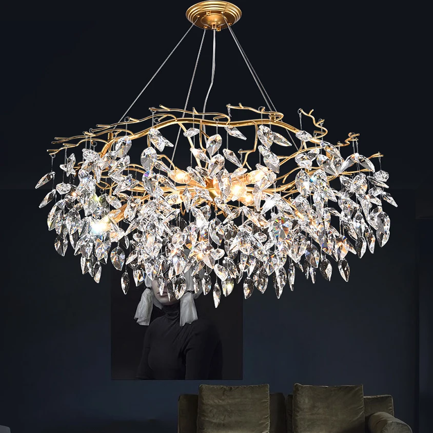 

Luxury Retro Crystal Led Chandelier Living Room Large Decorative Chandelier Romantic Dining Room Decor Interior Lighting Lustre