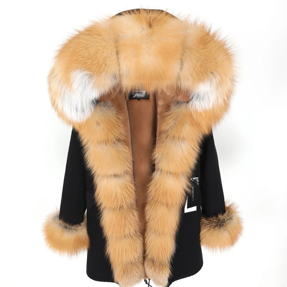 

Nice Pop style to overcome women's mid-length real fox fur collar slim thick lining women's coat winter jacket