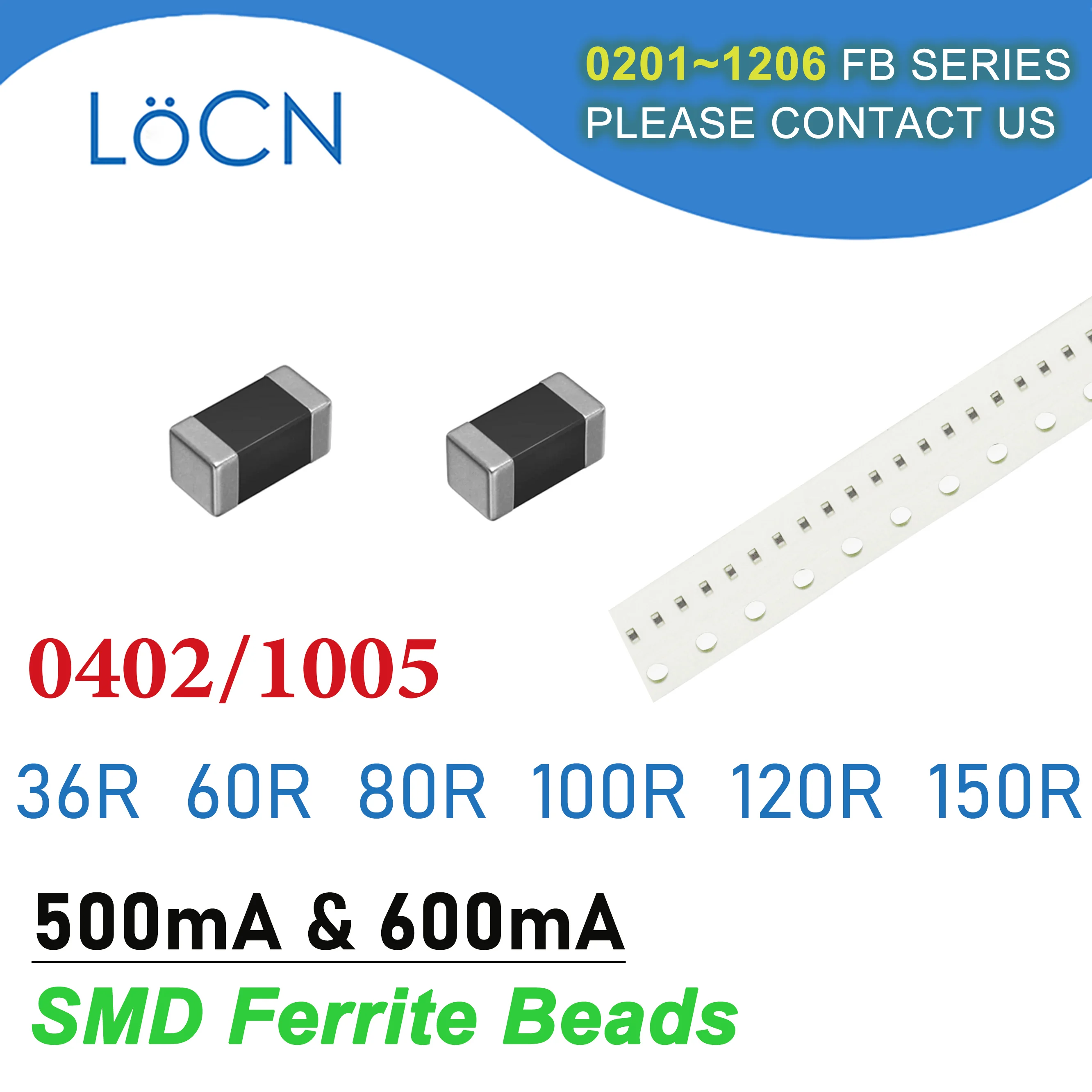 

10000PCS 0402/1005 100MHZ 500mA 600mA SMD Ferrite Beads 36R 60R 80R 100R 120R 150R Chip Inductor Multilayer 25% High Quality
