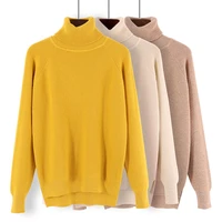 oversize sweater turtleneck thick knitted jumper women autumn winter solid color long sleeve pullovers female loose sweaters top
