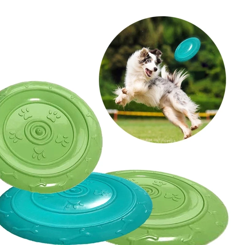 

1pc 15/18cm Interactive Training Dog Flying Saucer Silicone Pet Dog Toy Flying Discs Puppy Resistant Bite Chew Soft Eco Supplies