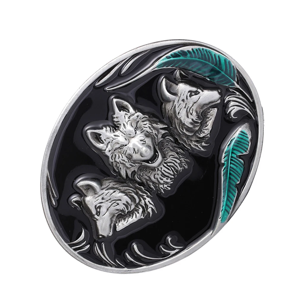 

Antique Silver 3D Wolf Texas Rodeo Womens Mens Western Cowboy Belt Buckle
