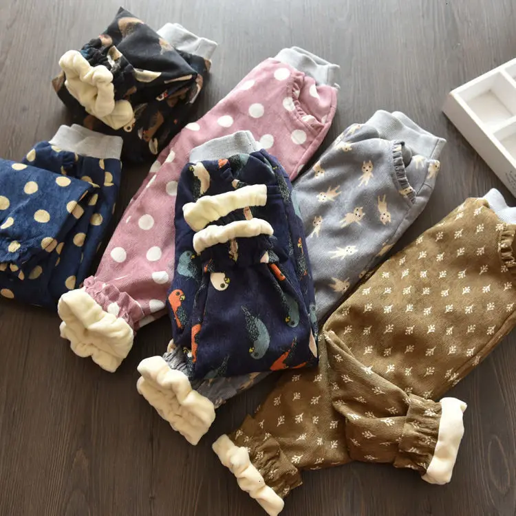 Зимние леггинсы для девочек зимние детские бархатные брюки плотные теплые