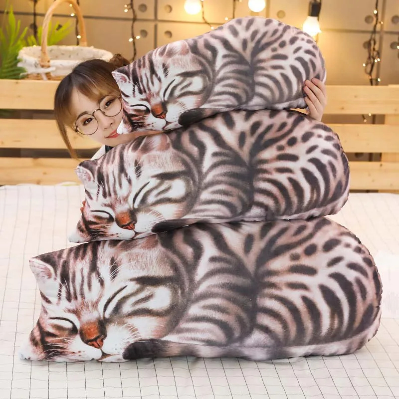 3D креативная подушка в форме кошки, Подушка для офиса, подушка для спины, рождественские плюшевые игрушки, животные, подарок на день рождения ребенка