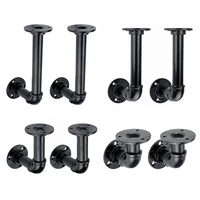 8111321cm 2pcs industrial black iron pipe bracket wall mounted floating shelf hanging wall hardware decor with 4060cm board