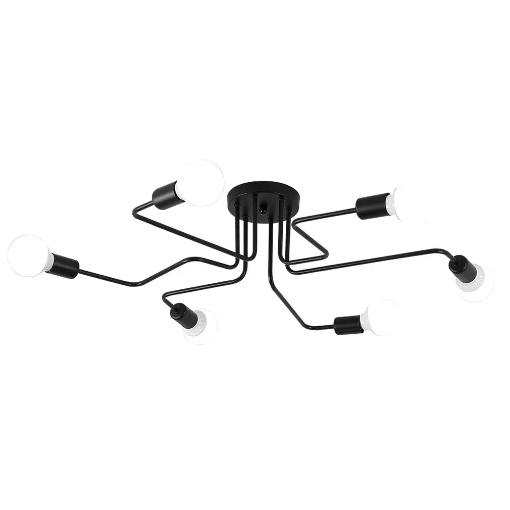

Modern Vintage Ceiling Lights Multiple Rod Wrought Iron Ceiling Lamp E27 Bulb Living Room Lamparas For Home