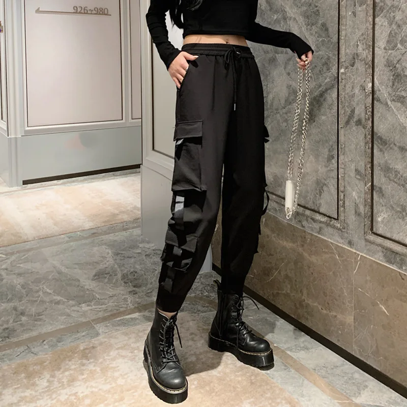 

Hot Big Pockets Cargo Pants Women High Waist Joggers Pants Baggy Tactical Trouser Hip Hop Quality Loose Streetwear Casual Pants