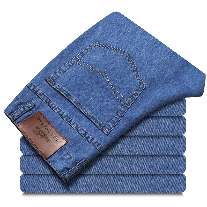 

Spring and Summer New Middle-aged Stretch Business Pants Fashionable Brand Waist Loose Straight Thin Embroidered Pants