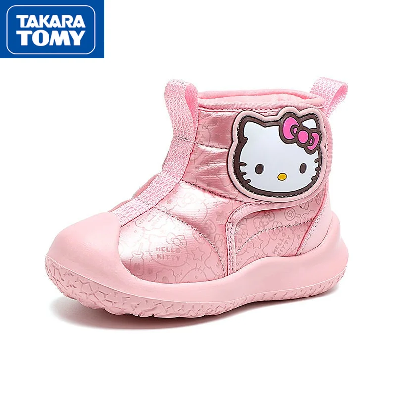

TAKARA TOMY модные Мультяшные Hello Kitty зимние сапоги простые и удобные дышащие детские бархатные теплые хлопковые ботинки