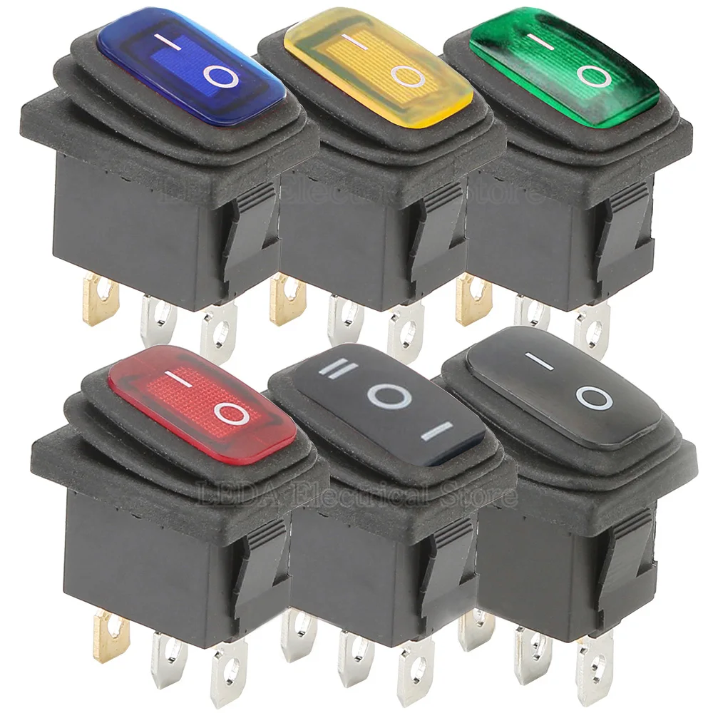 

1Pcs KCD1 12V 220V LED Light 10A 250V AC ON OFF 2/3 Position 2/3 Pin Car Dashboard Boat Marine Waterproof Rocker Switch