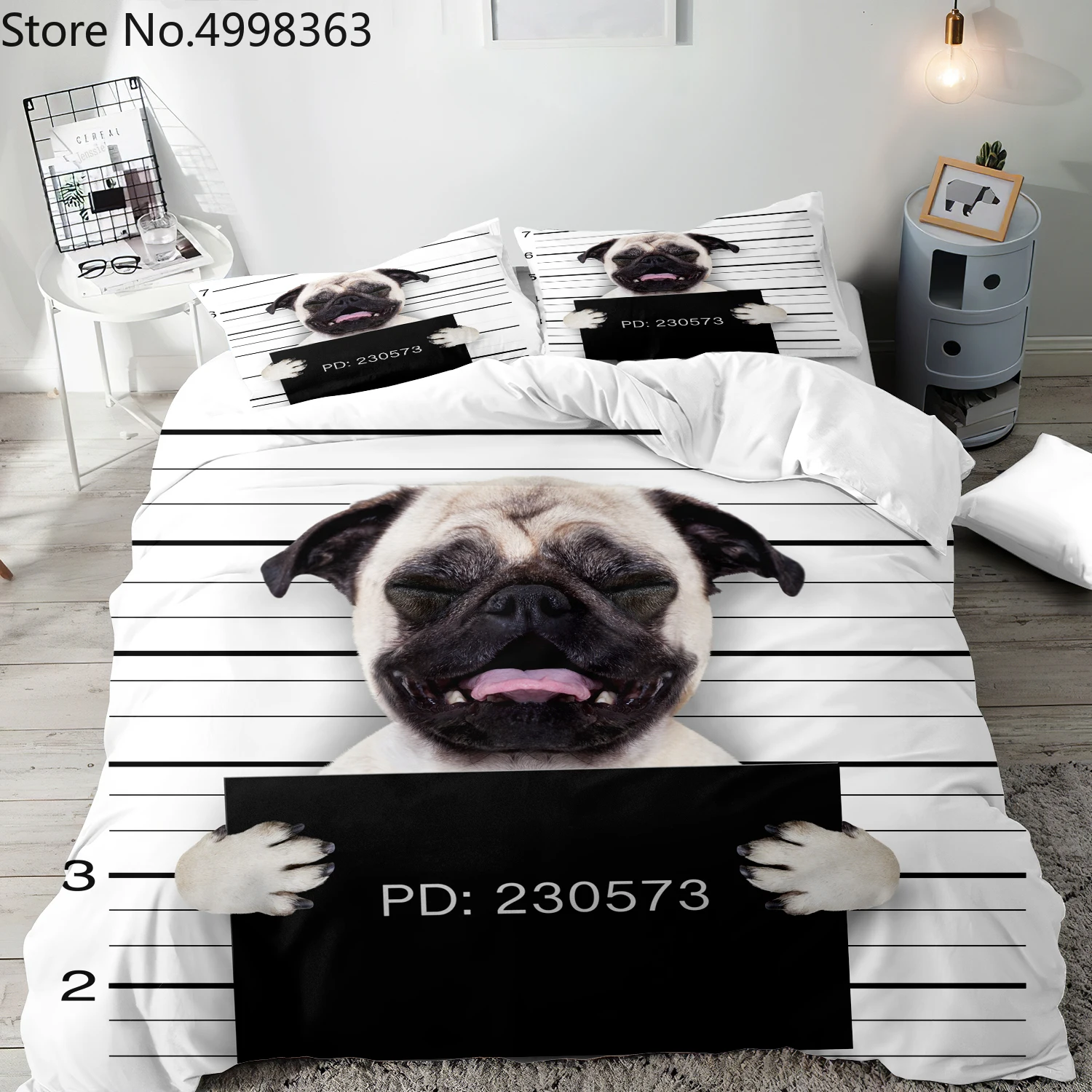 Комплект постельного белья черно белого цвета с изображением плача собаки