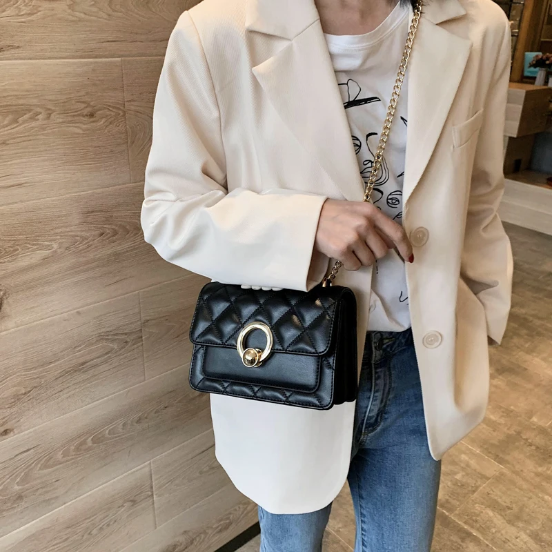 New Women's Large capacity Metal Chain Shoulder Bag PU Leather Clutch Hasp Handbag Ladies Crossbody | Багаж и сумки