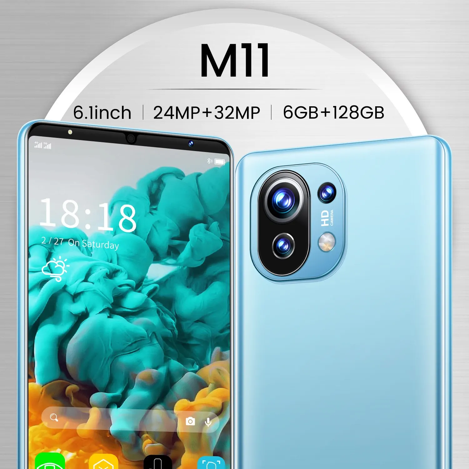 

M11 Cell Phone 6gb+128gb 5200mah Sim Dual + Micro Sd Global Version Mobile Phone Mtk6889 6.1 Inch Face Fingerprint Id Smartphone