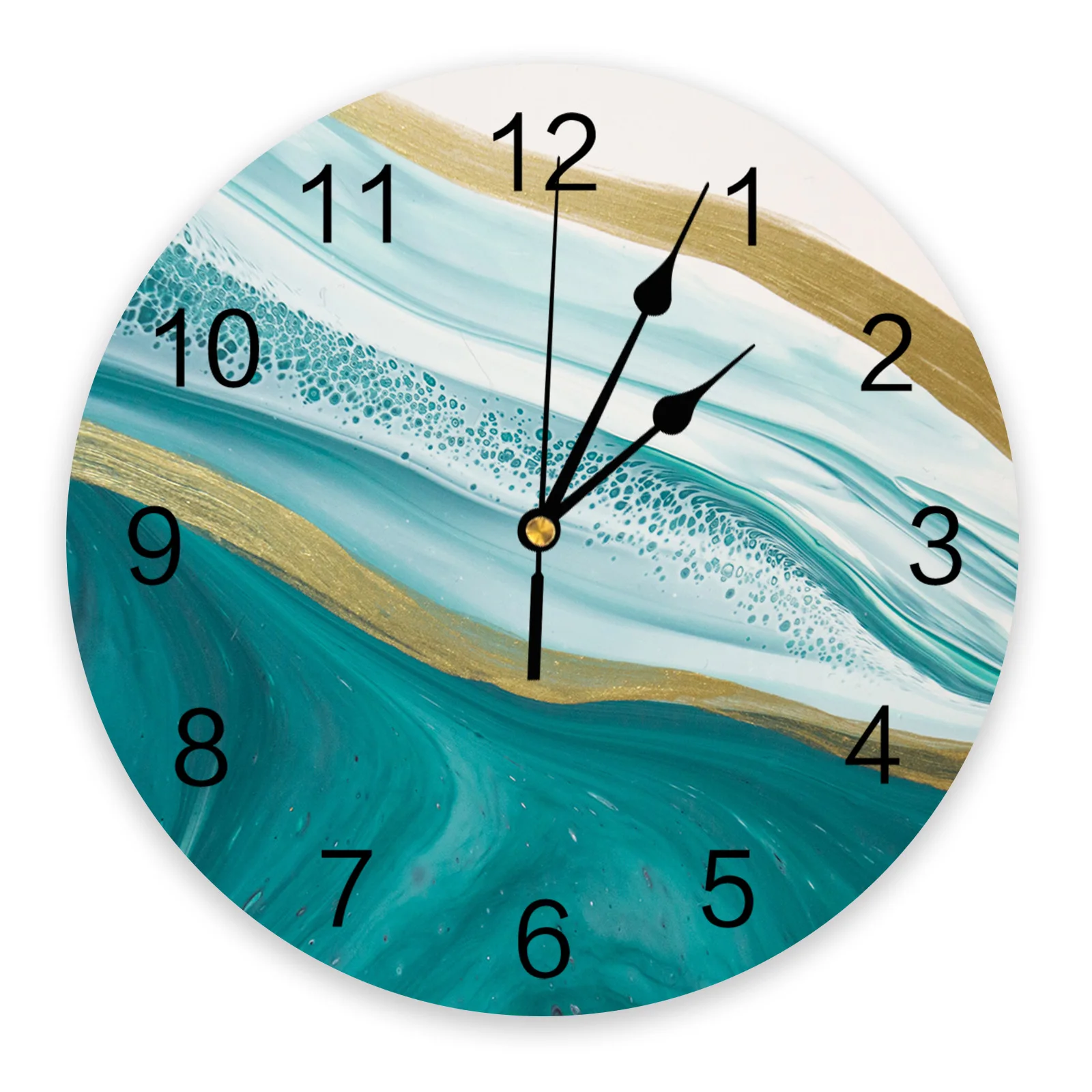 Creative Wall Clock Teal Gradient Marble Pattern Modern Design Living Room Bedroom Office Cafe Home Decor Fashion Wall Clock