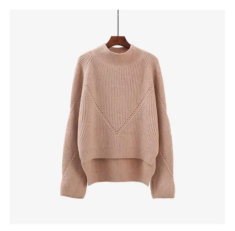 Вязаные Широкие штаны свитер набор женский зимний с высоким воротом высокой