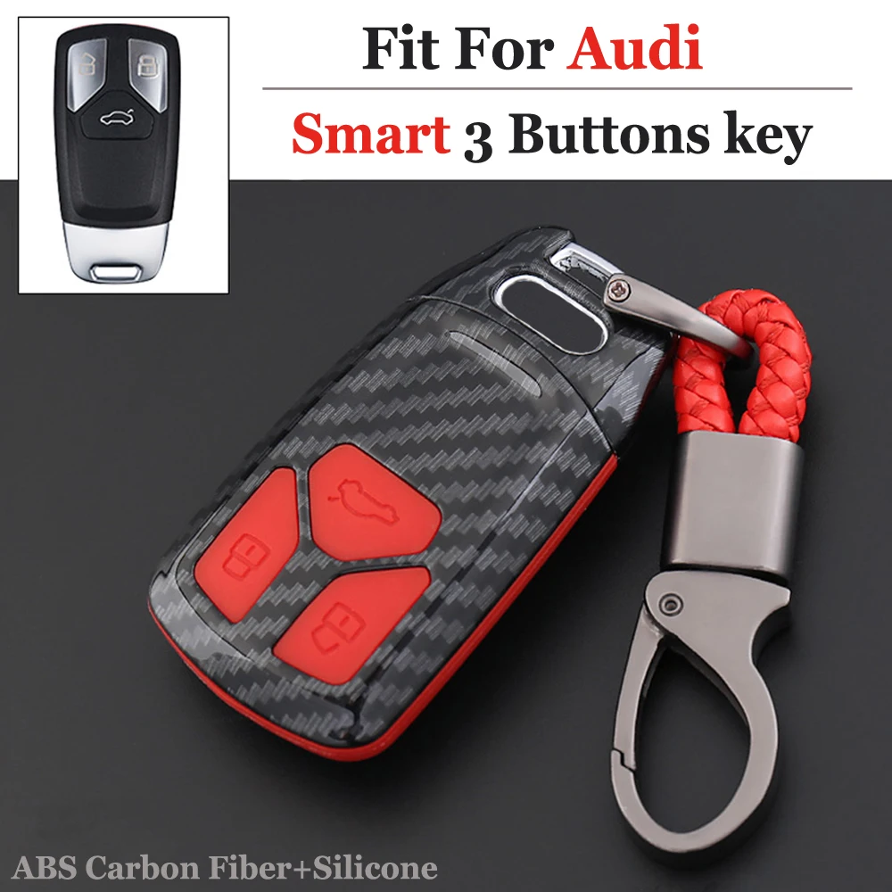 

2019 protect Key Fob Cover Case For Audi 2016 2017 A4 A4L 8s Q5 Q7 TT TTS Carbon fiber ABS+Silicone Remote 3 Button