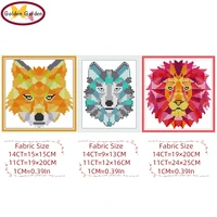 gg abstract animal cross stitch embroidery needlework sets 11ct14ct chinese cotton canvas counted cross stitch for home decor