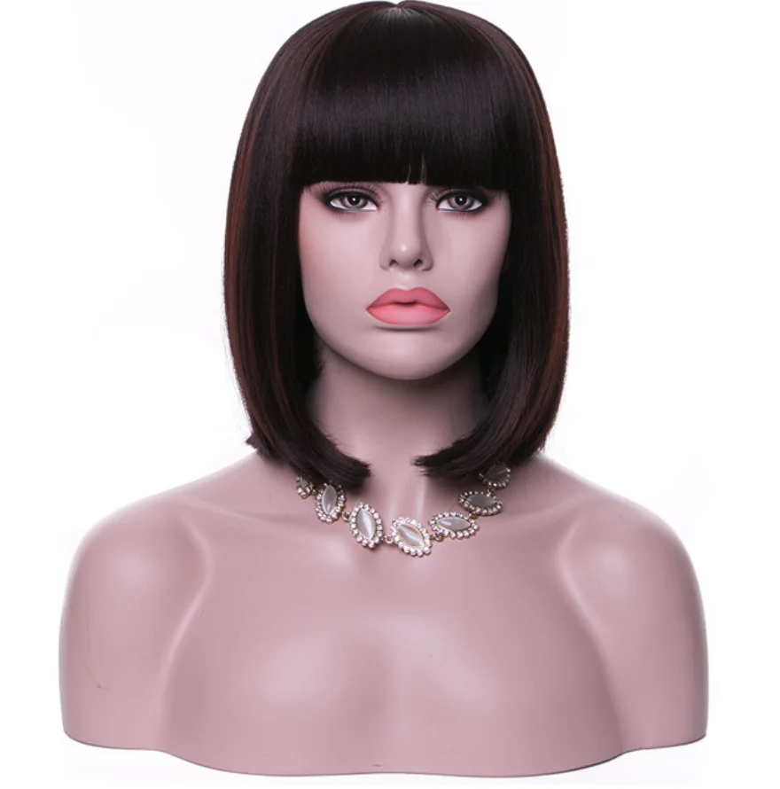 Парики из синтетических волос FREEWOMAN короткий парик с челкой прямые синтетические
