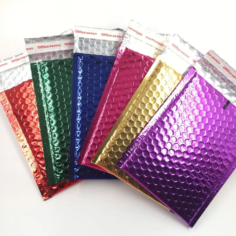 Металлический цветной пузырьковый упаковочный конверт пакет имеет богатый